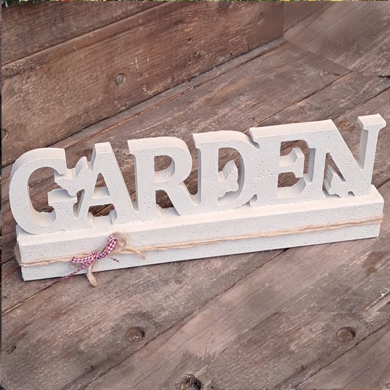 Gartenakzent handgemachtes Betonschild "Garden" zum Hinstellen